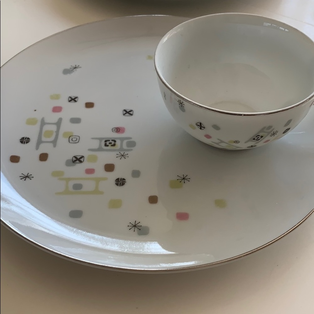 Midcentury Modern atomic Vintage Snack Set 8 China